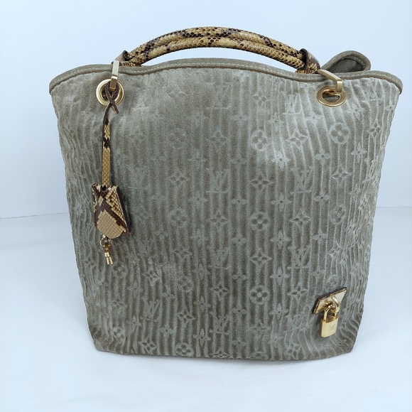 Louis Vuitton Handbags - Louis Vuitton Suede Leather Python Monogram GM Light Green Bag